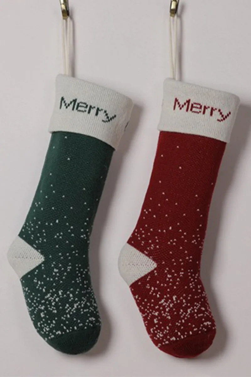 CHRISTMAS SOCKS WITH LETTERS AND SNOWFLAKES