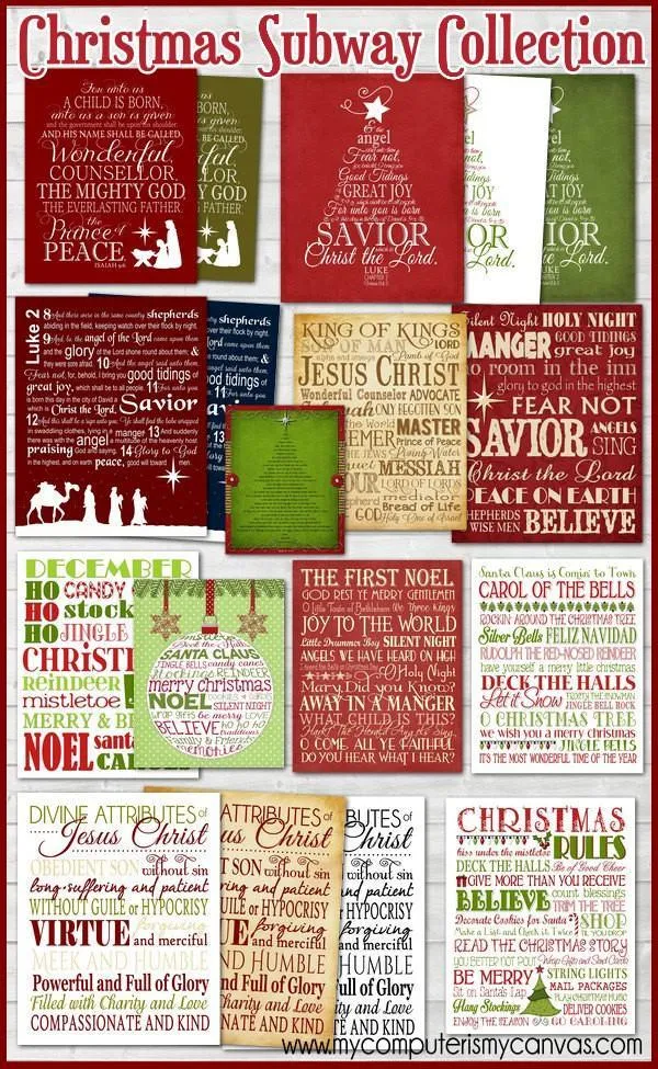 Christmas Subway Art Collection PRINTABLES {Discounted Bundle}