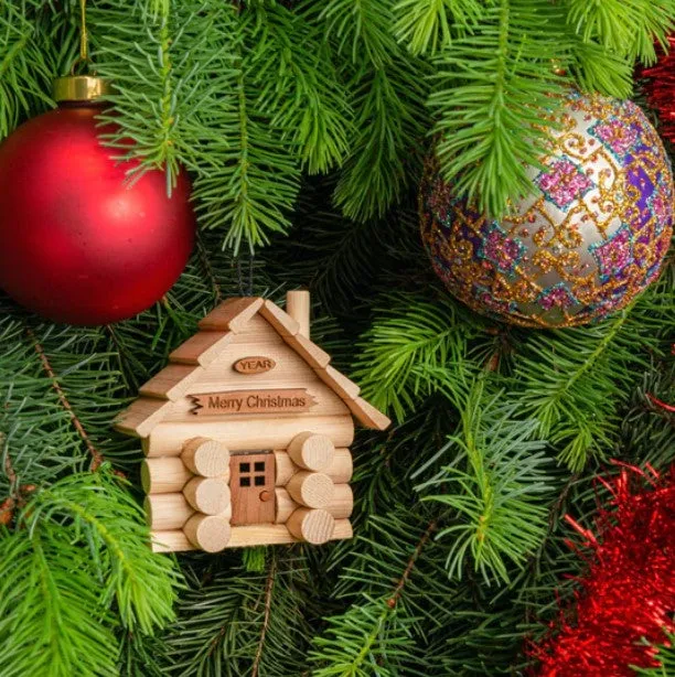 Christmas Tree Log Cabin Ornament - DIY Kit