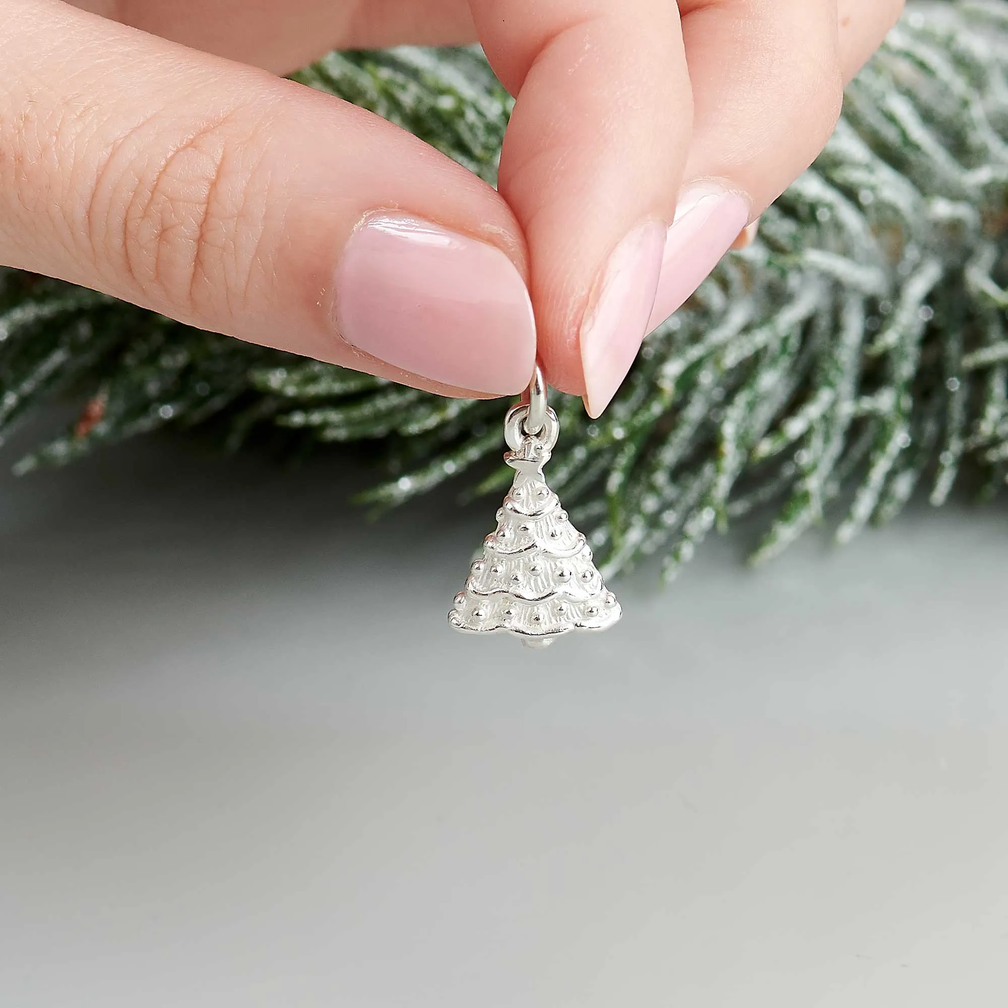 Christmas Tree Silver Charm