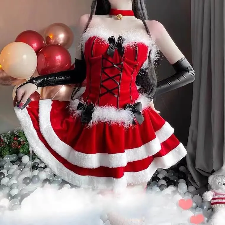 cos Bunny Girl Uniform seduce red cat girl devil Bunny Christmas dress BY9010