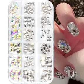 Crystal Mixed Shapes Nail Rhinestones Tray