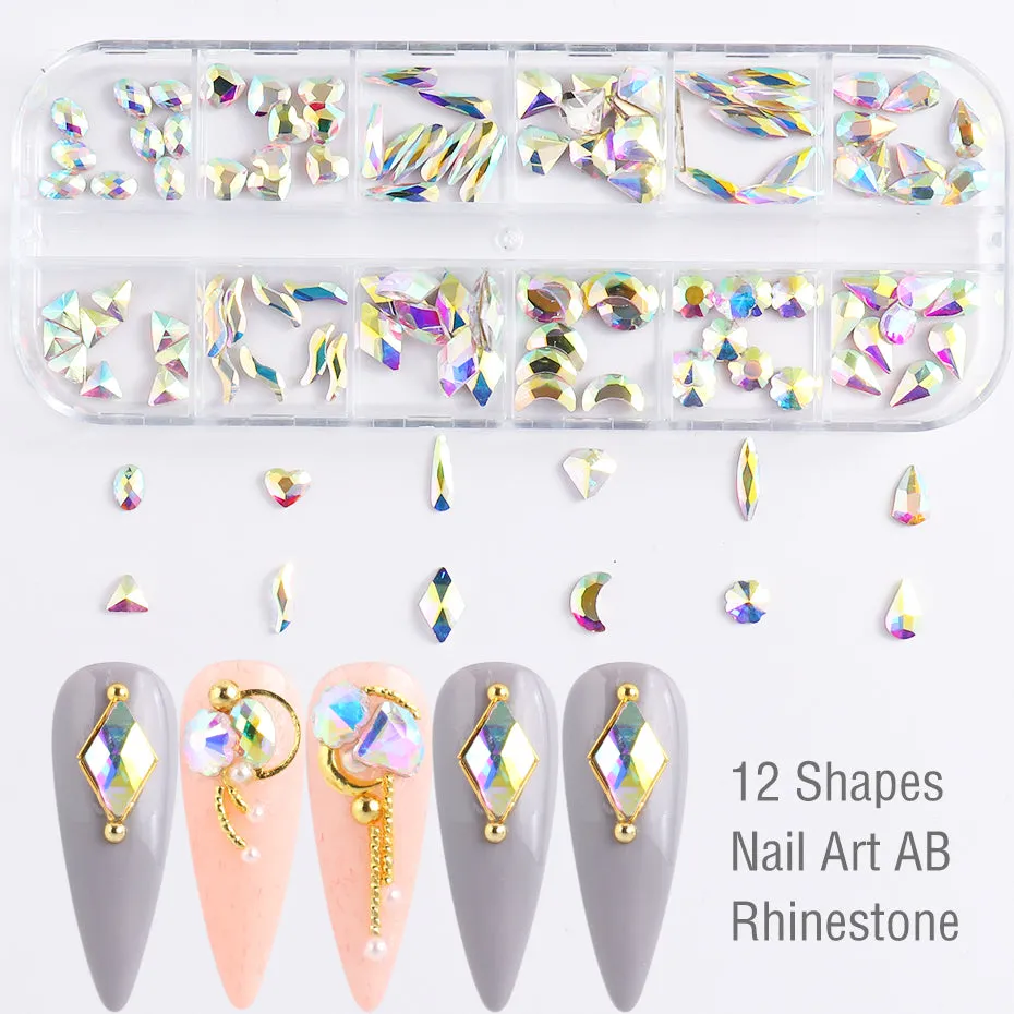 Crystal Mixed Shapes Nail Rhinestones Tray