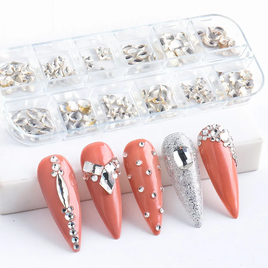 Crystal Mixed Shapes Nail Rhinestones Tray