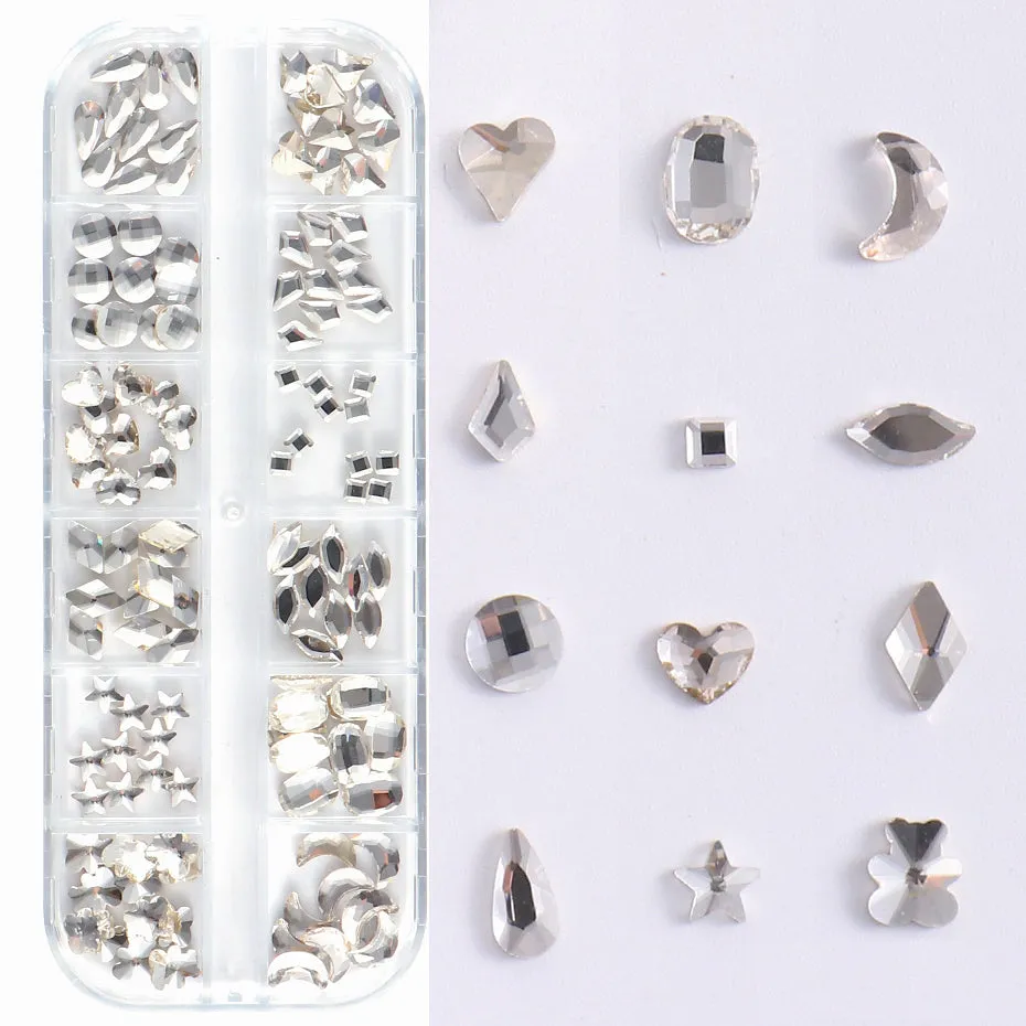 Crystal Mixed Shapes Nail Rhinestones Tray