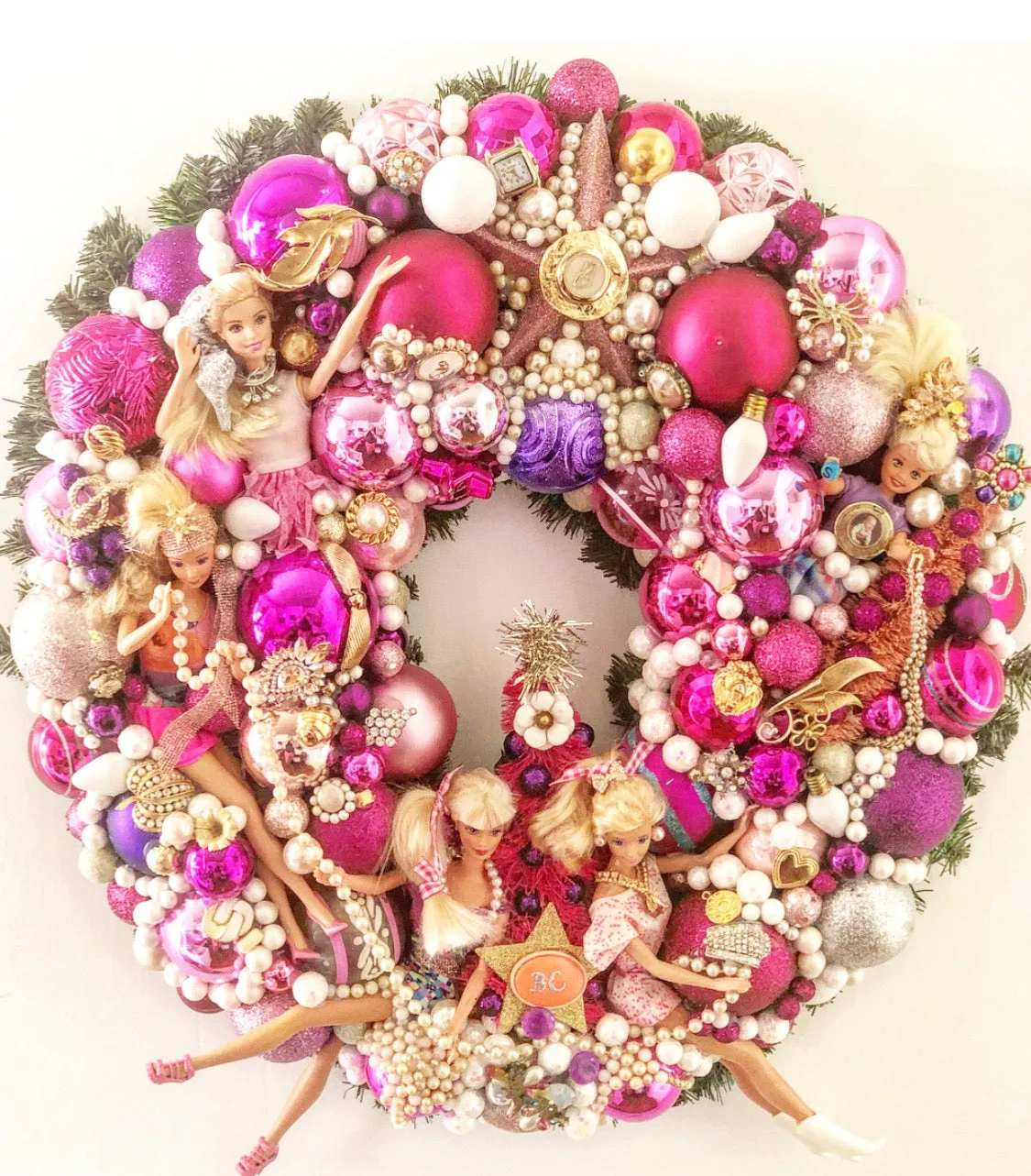 Custom Barbie and Vintage Jewelry Wreath