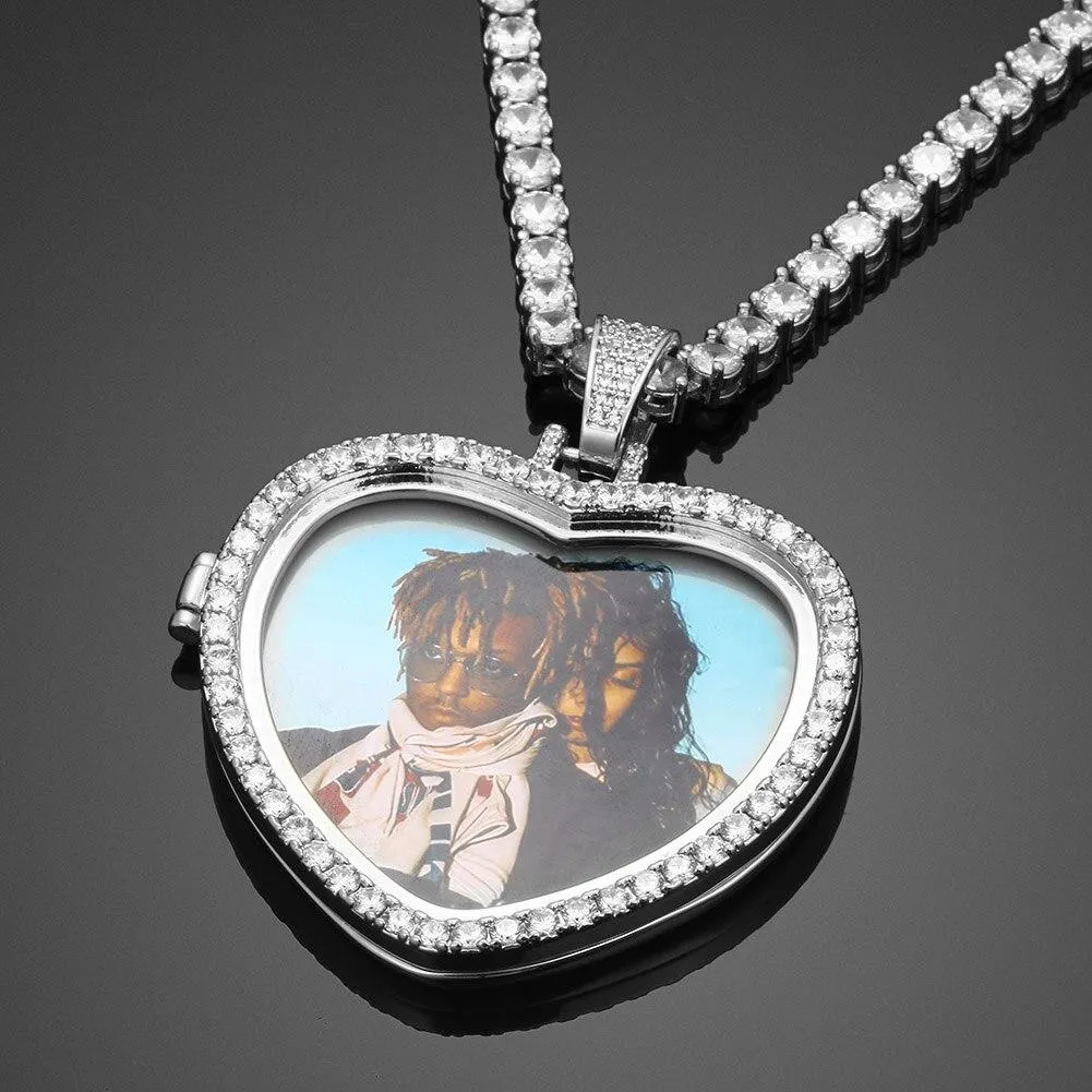 Custom Heart Photo Medallions Necklace Christmas Gifts For Girlfriend