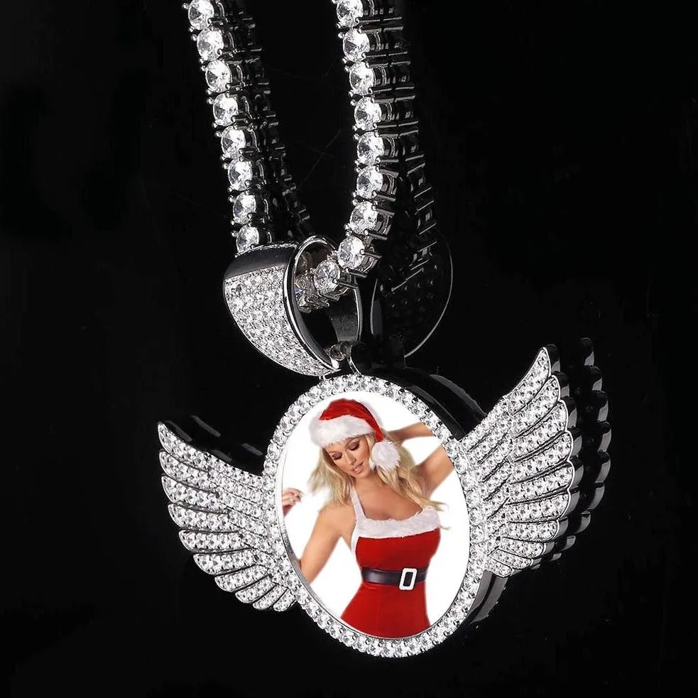 Custom Made Photo Wings Medallions Necklace- Best Christmas Gifts For Girlfriend