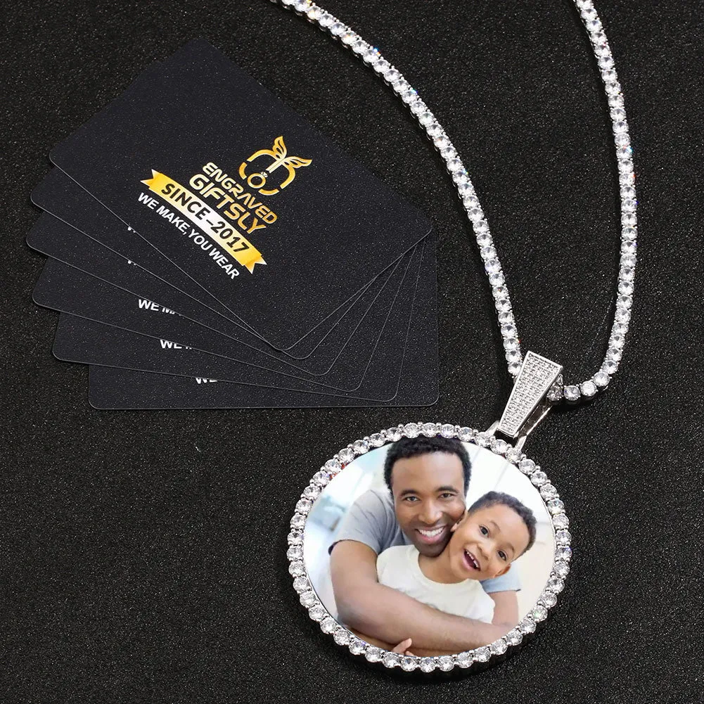 Custom Photo Medallion Necklace- Plating Of Gold Medallion Necklace Christmas Gifts For Dad