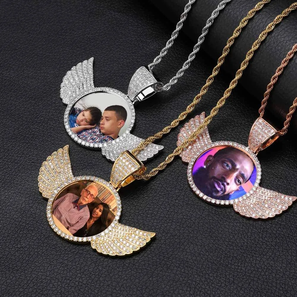 Custom Picture Necklace With Angel Wings- Best Christmas Gifts Idea 2022