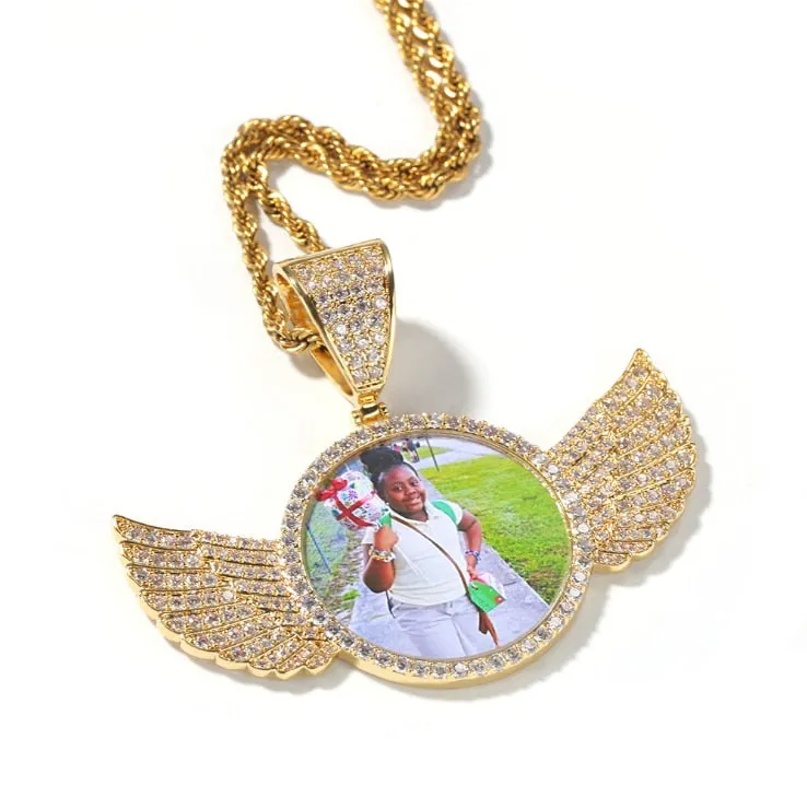 Custom Picture Necklace With Angel Wings- Best Christmas Gifts Idea 2022