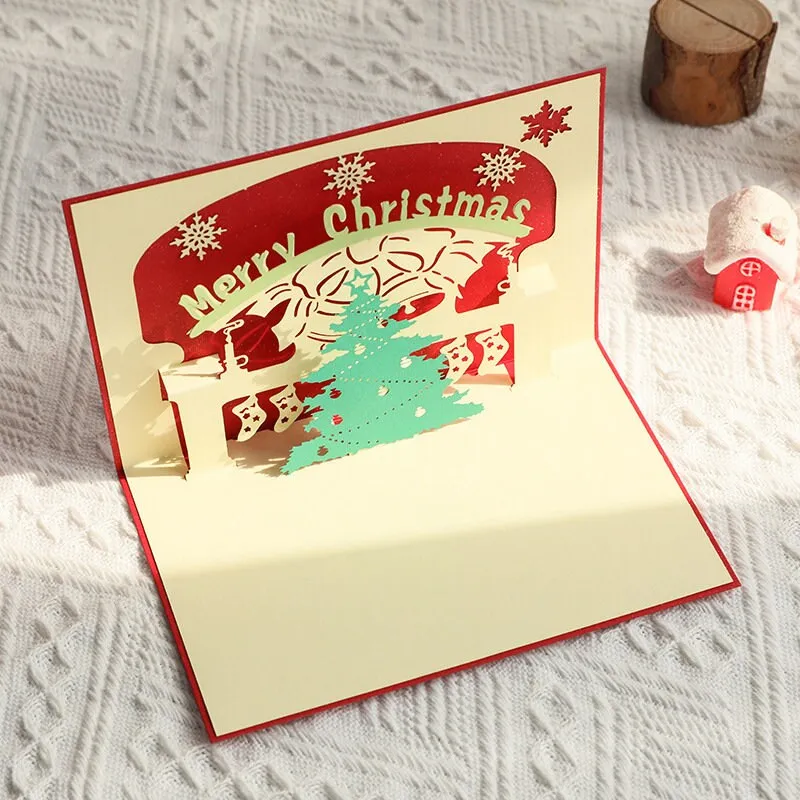 Customized Xmas Pop-Up Christmas Tree Card | Handcrafted Festive Greeting Card |  Christmas Wishes & Blessings Card Christmas Gift