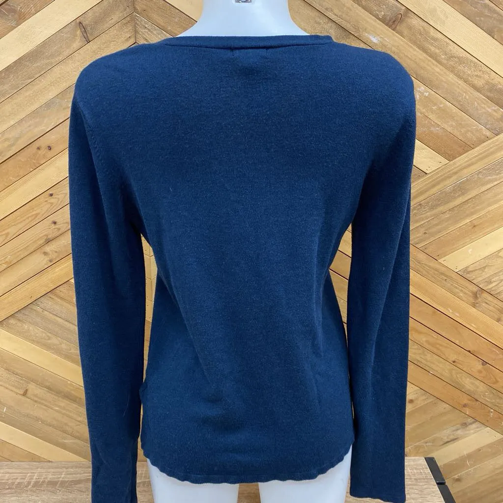 Danier - Women's V-Neck Sweater: Dark Blue-women-MD