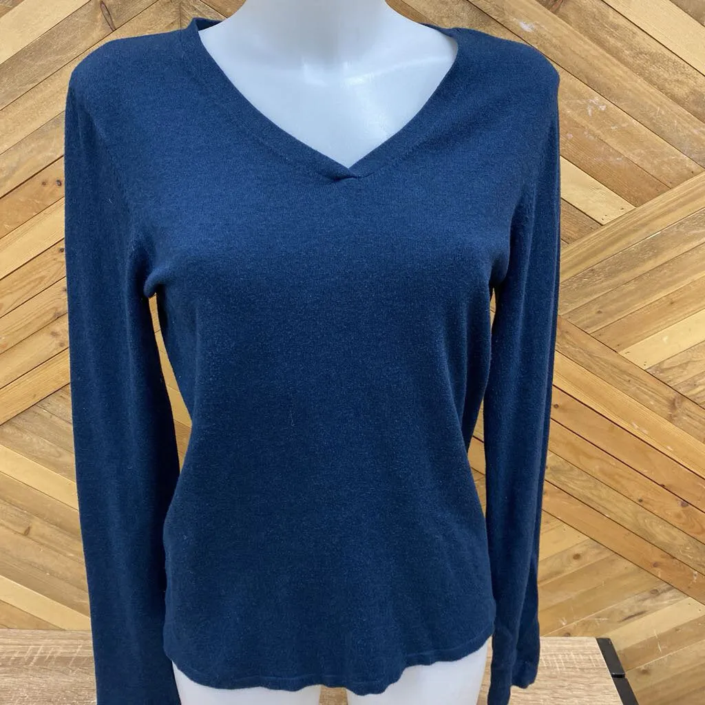 Danier - Women's V-Neck Sweater: Dark Blue-women-MD