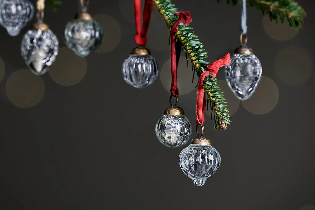 Dew Drop Baubles - Silver & Clear - (Set of 12)