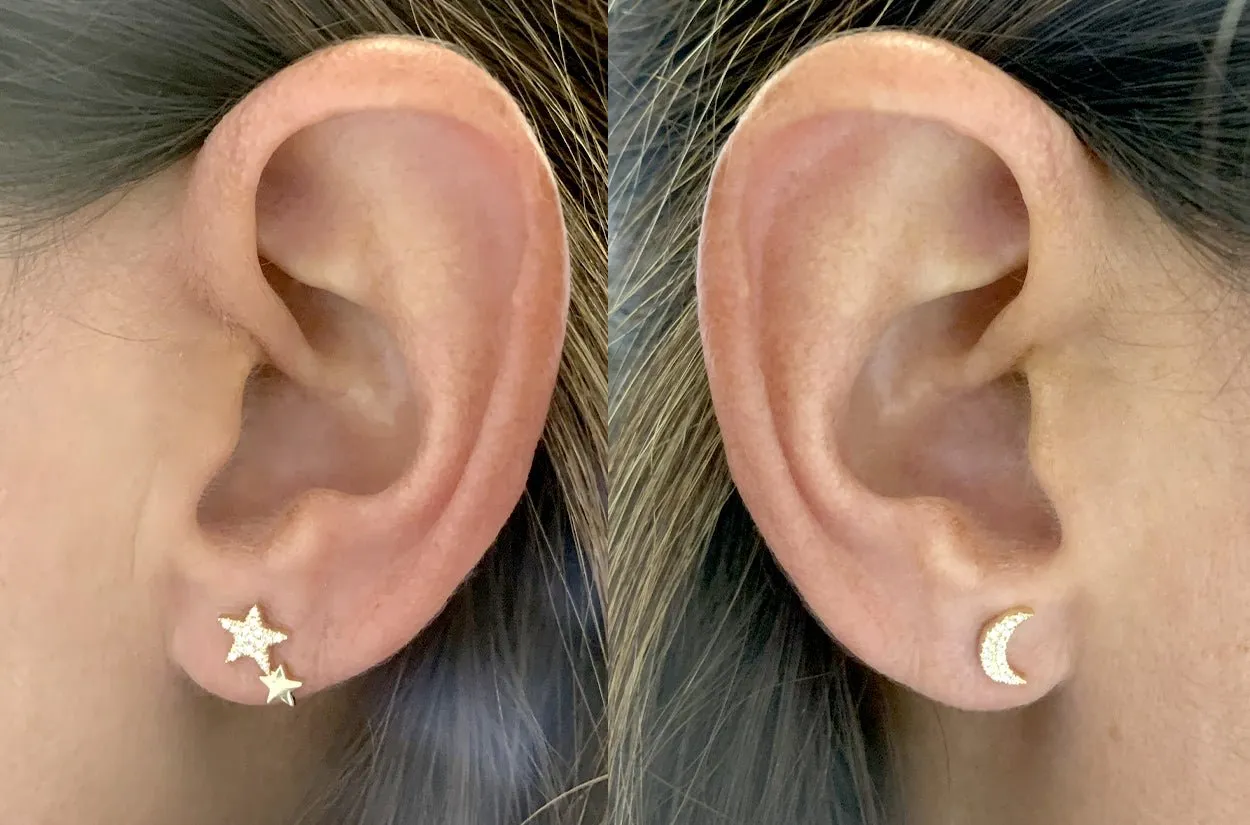 Earrings 14kt Gold Moon & Stars Studs