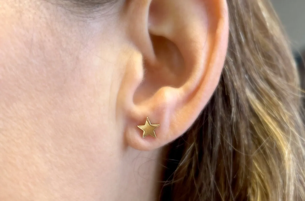 Earrings 14kt Gold Solid Stars Stud