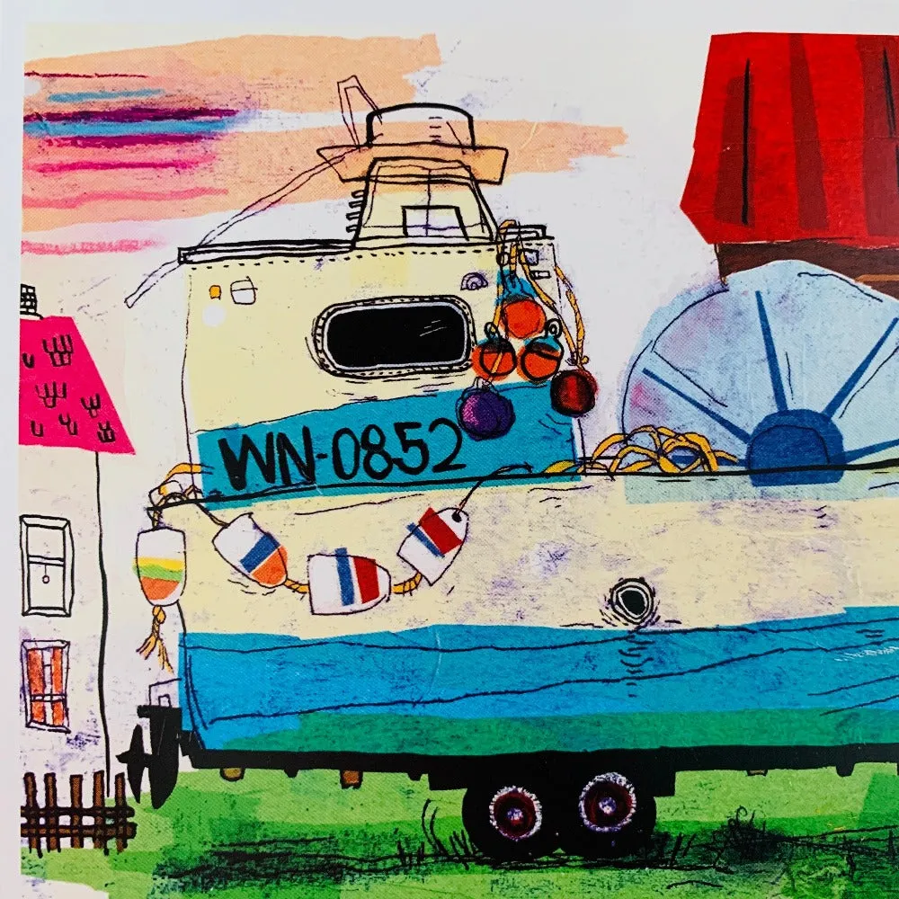 Edens Road Fishing Boat Greeting Cards