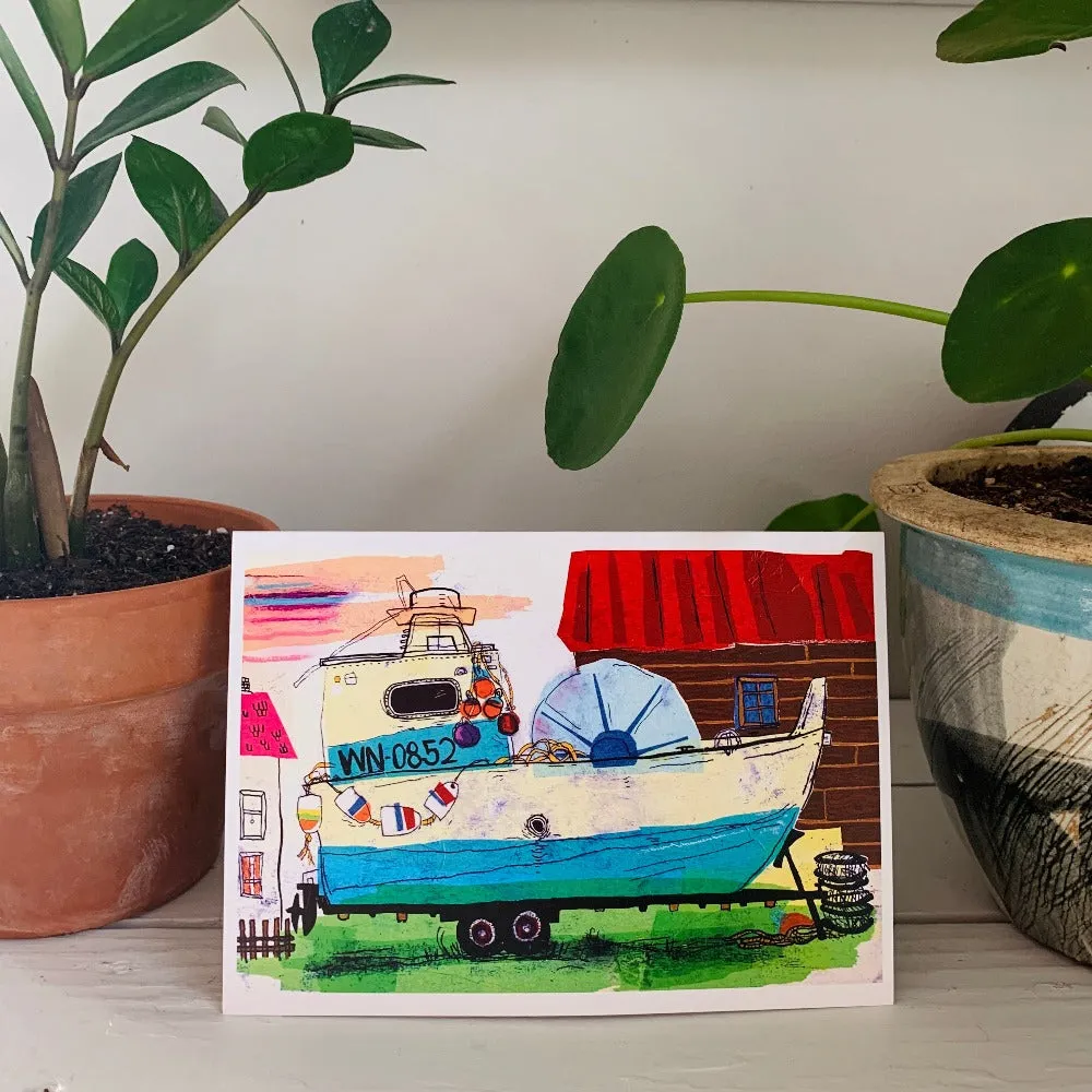 Edens Road Fishing Boat Greeting Cards