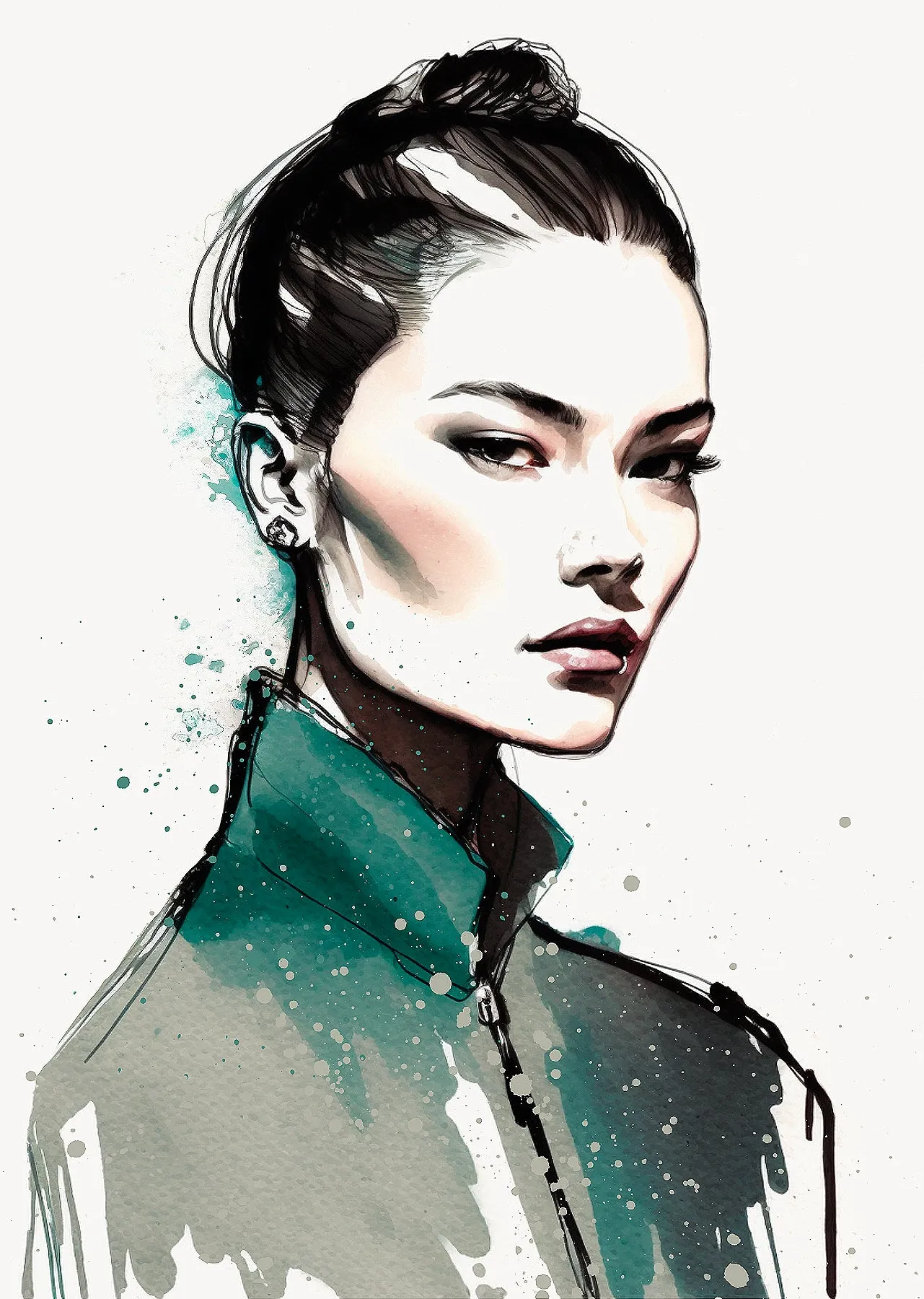 Fashion Portrait Sketch Wall Art Print #8