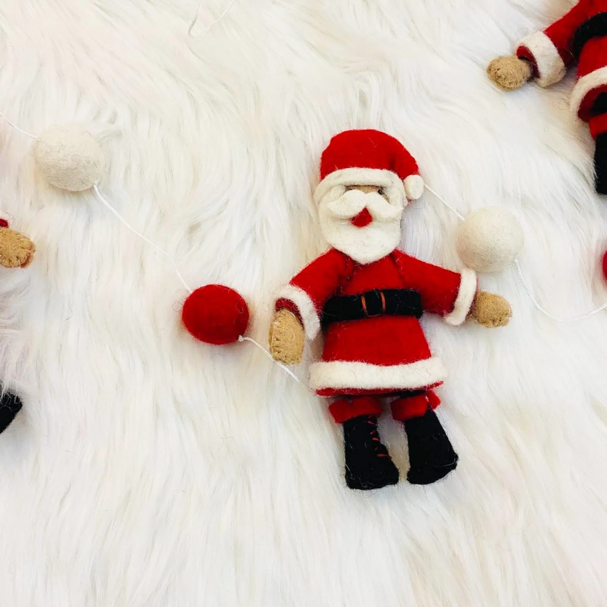 Felted Santa Claus Hanging with Bell