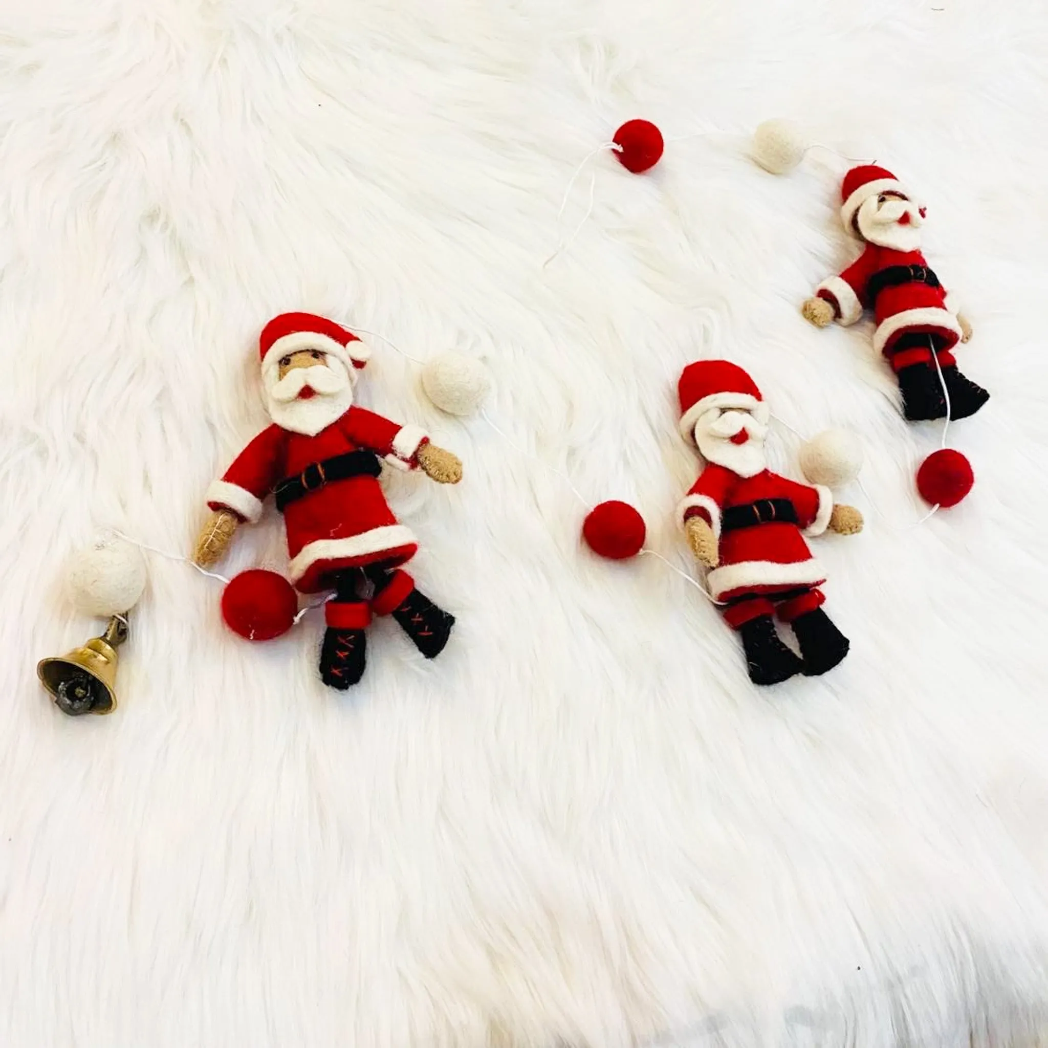 Felted Santa Claus Hanging with Bell