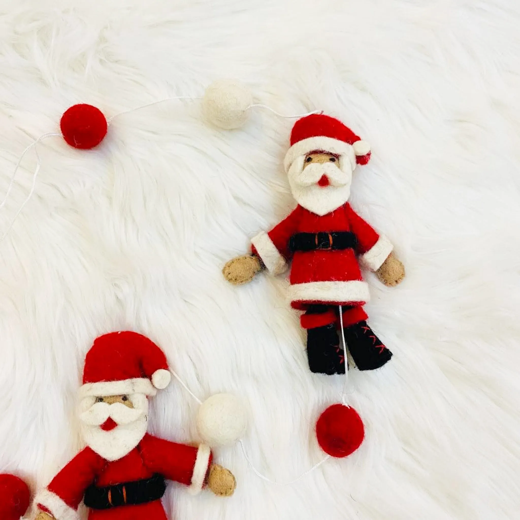 Felted Santa Claus Hanging with Bell