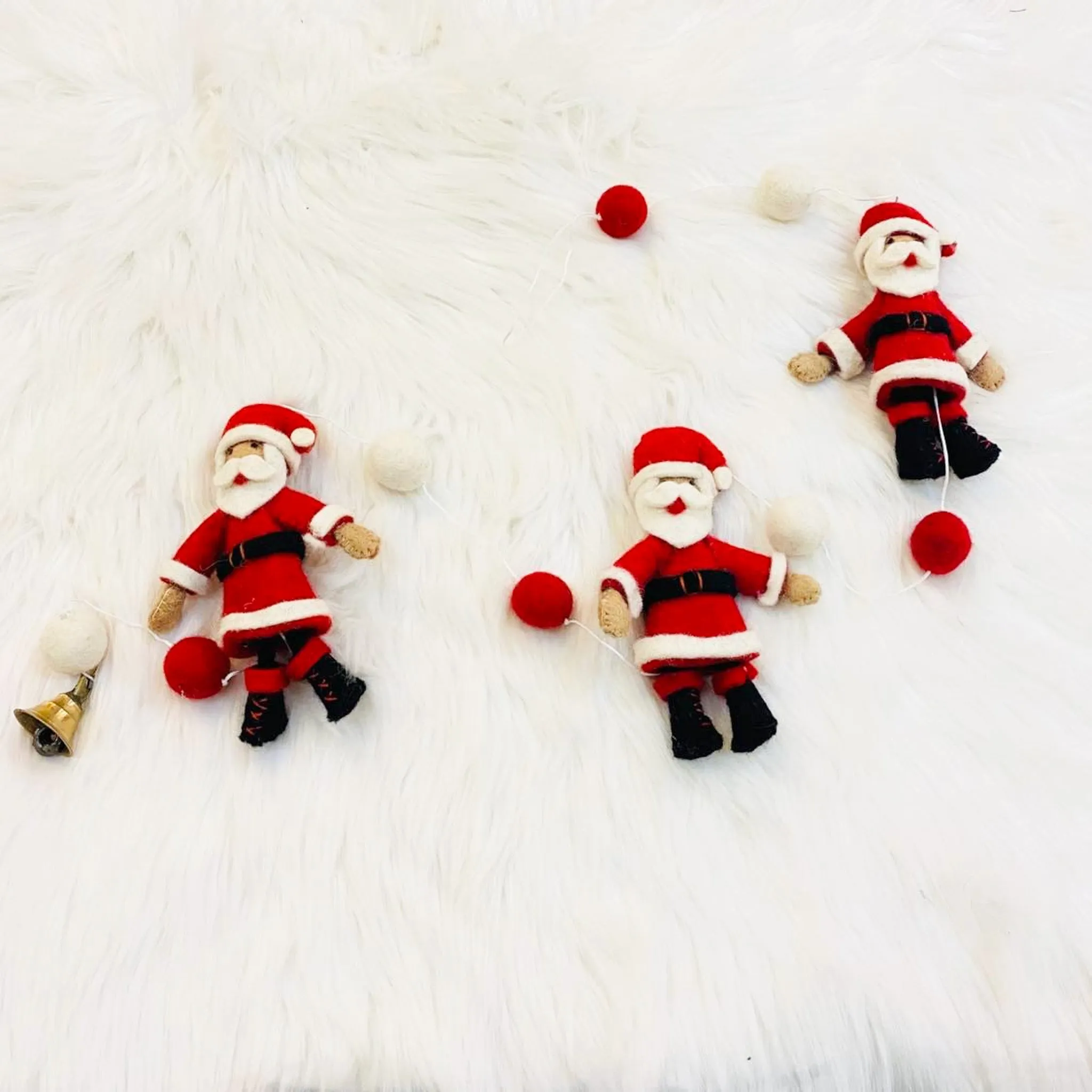 Felted Santa Claus Hanging with Bell