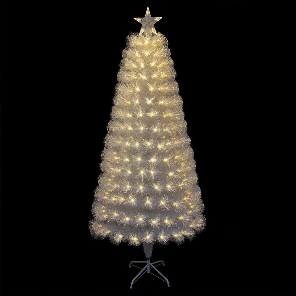 Fibre Optic LED Flashing White Tree (1.8m)