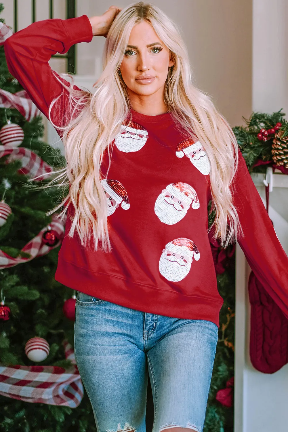 Fiery Red Santa Claus Graphic Sweatshirt