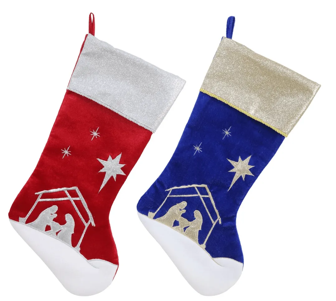 Foil Nativity Scene Stocking 2 Asst (53cm)