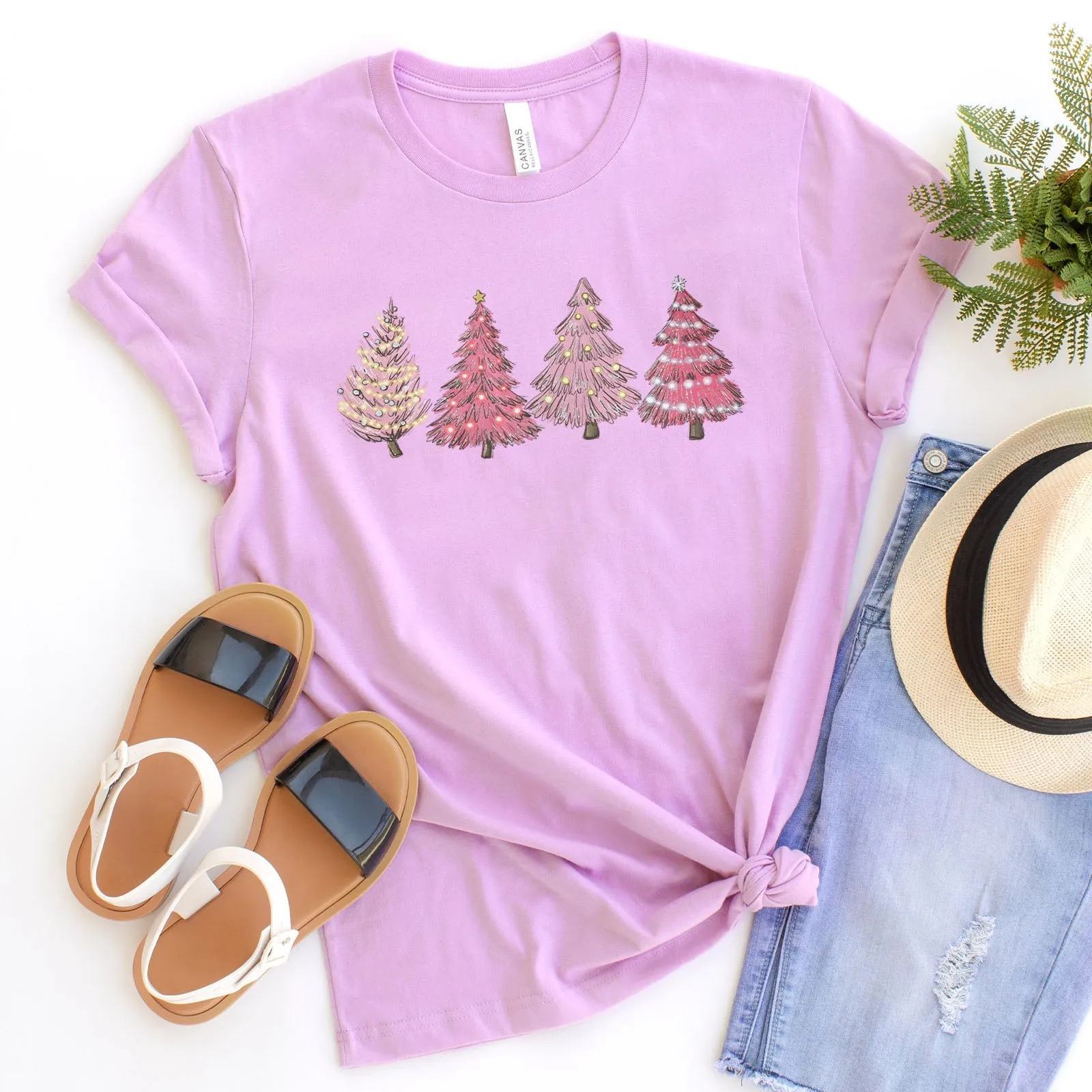 Free Gift - Pink Christmas Trees Tee