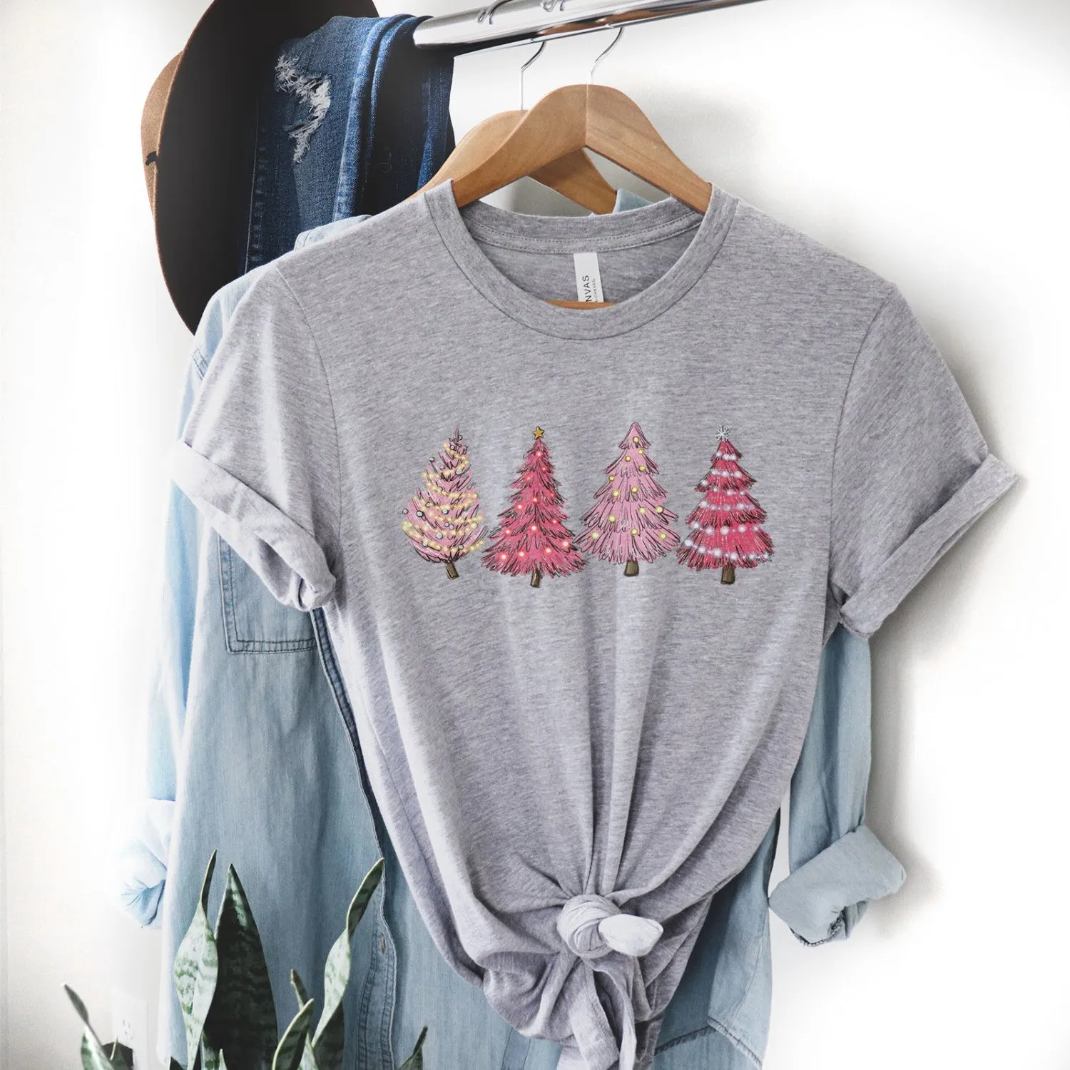 Free Gift - Pink Christmas Trees Tee