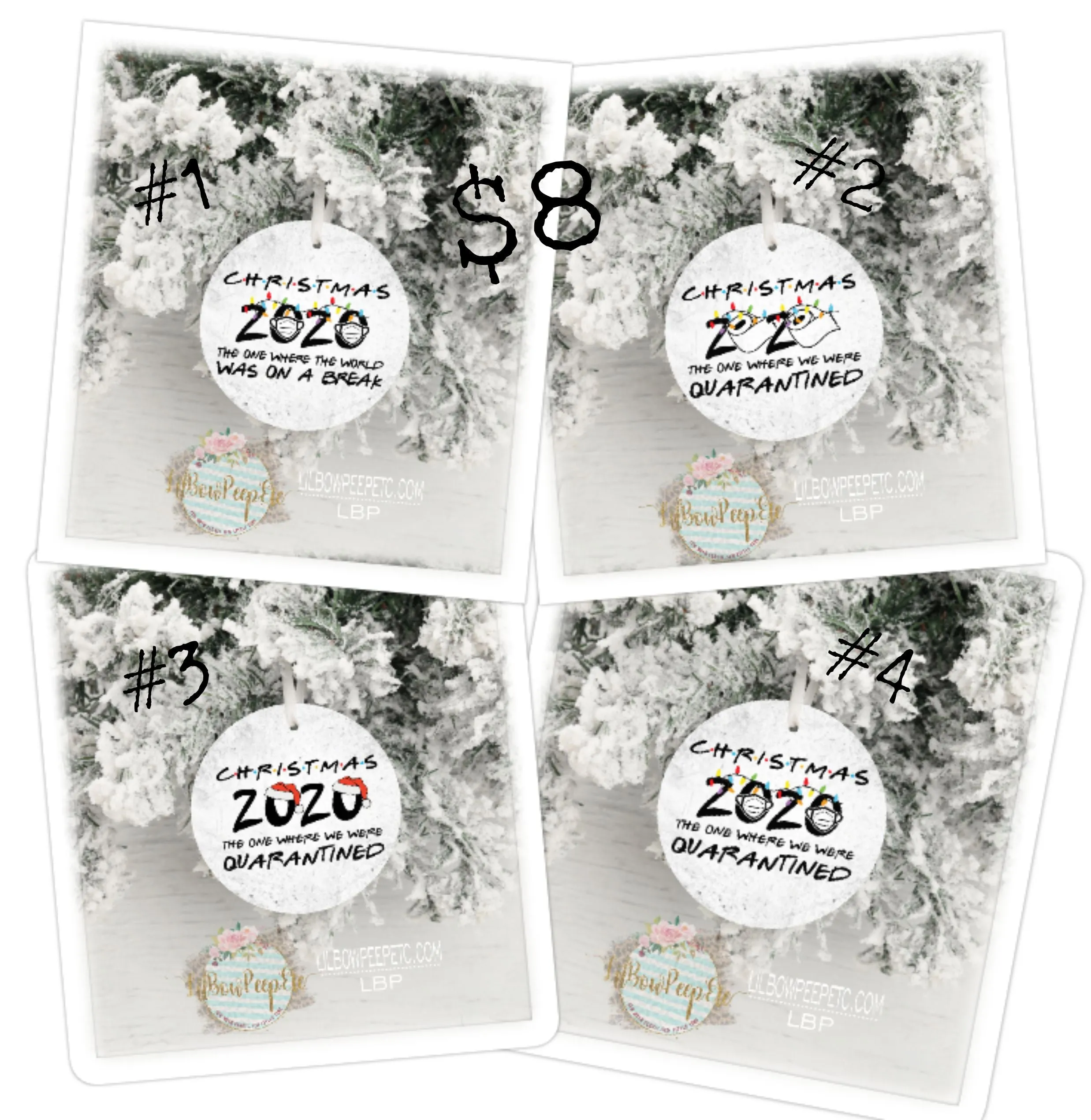 Friends Quarantined 2020 Ornament 4 designs To Choose From