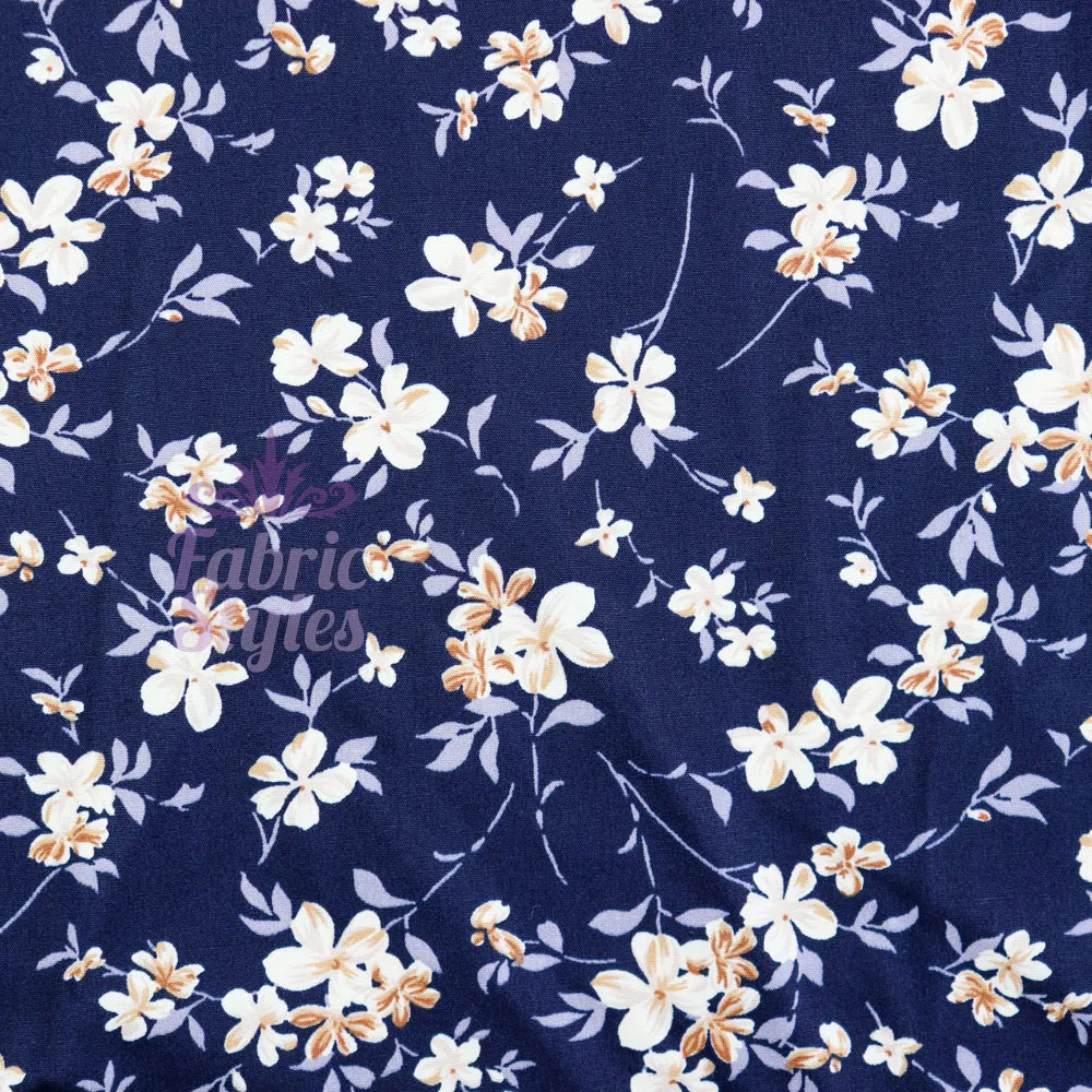 FS979 Navy Floral Polycotton