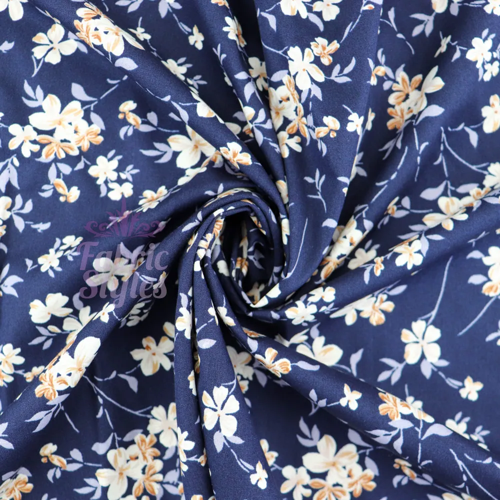 FS979 Navy Floral Polycotton