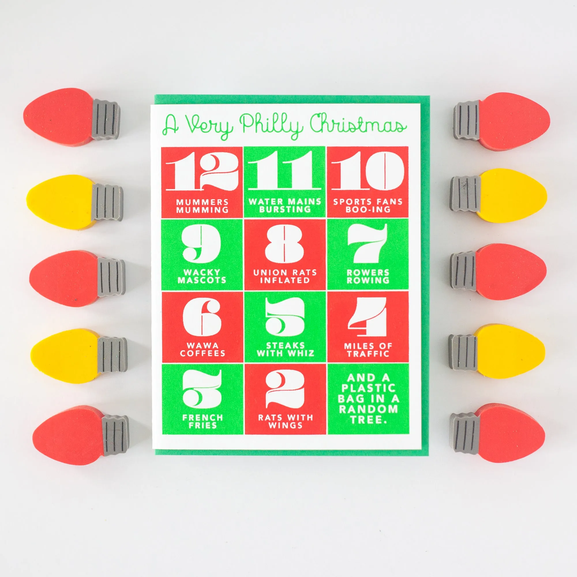 funny Philadelphia Christmas card, philly holiday card, 12 days of Philadelphia Christmas