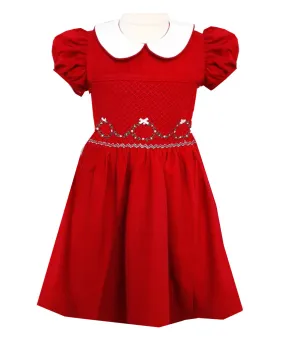 Girl's "Christmas Wreath" Smocked dress