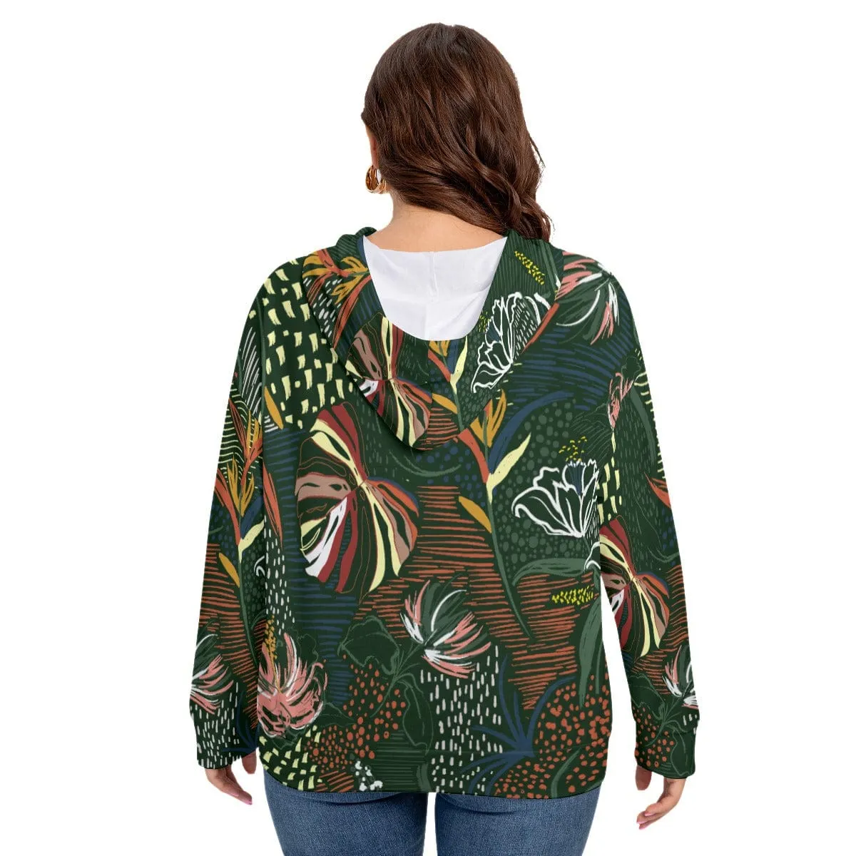 Green Everglade Women's Long Sleeve Sweatshirt With Hood(Plus Size)