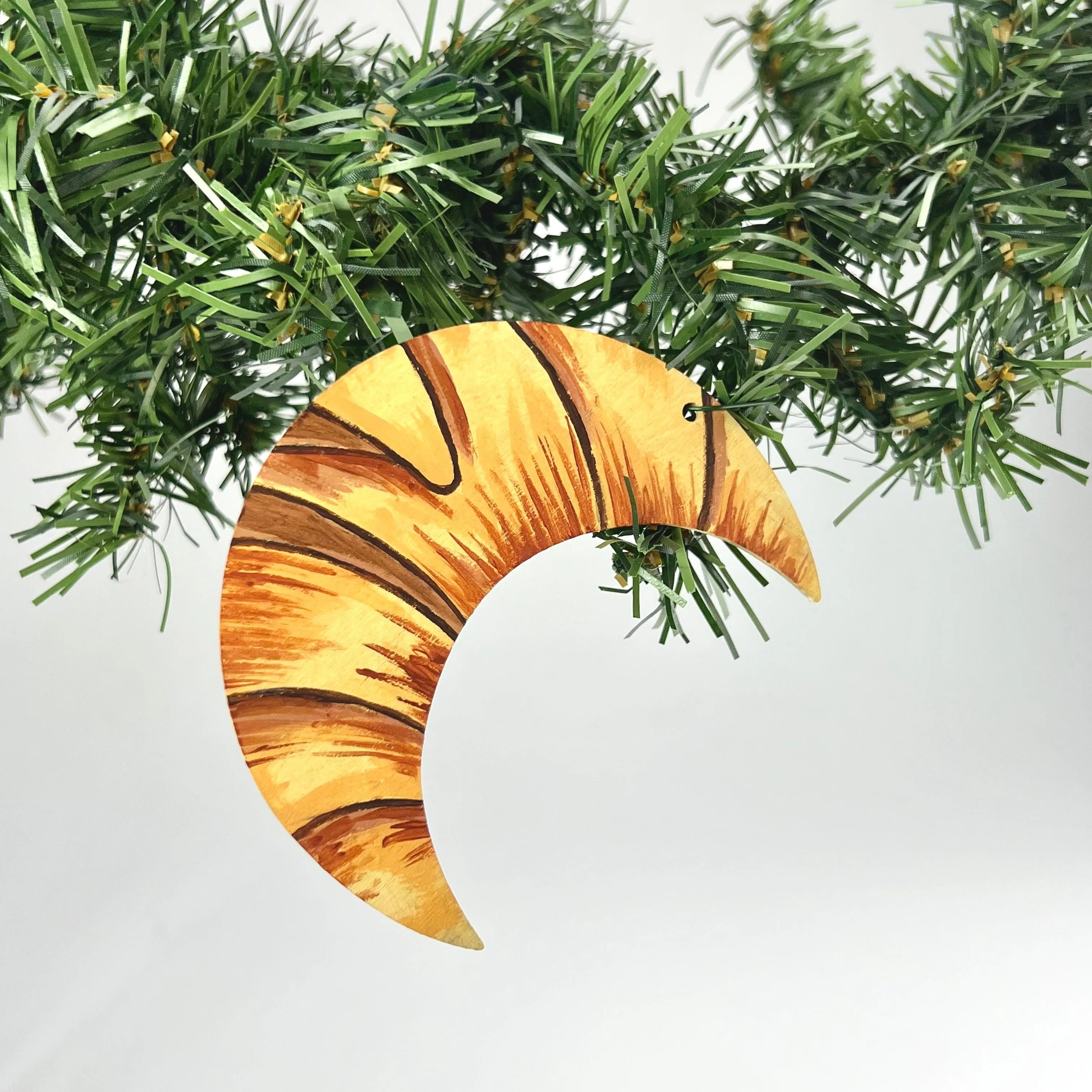 Hand Painted Croissant Ornament Set