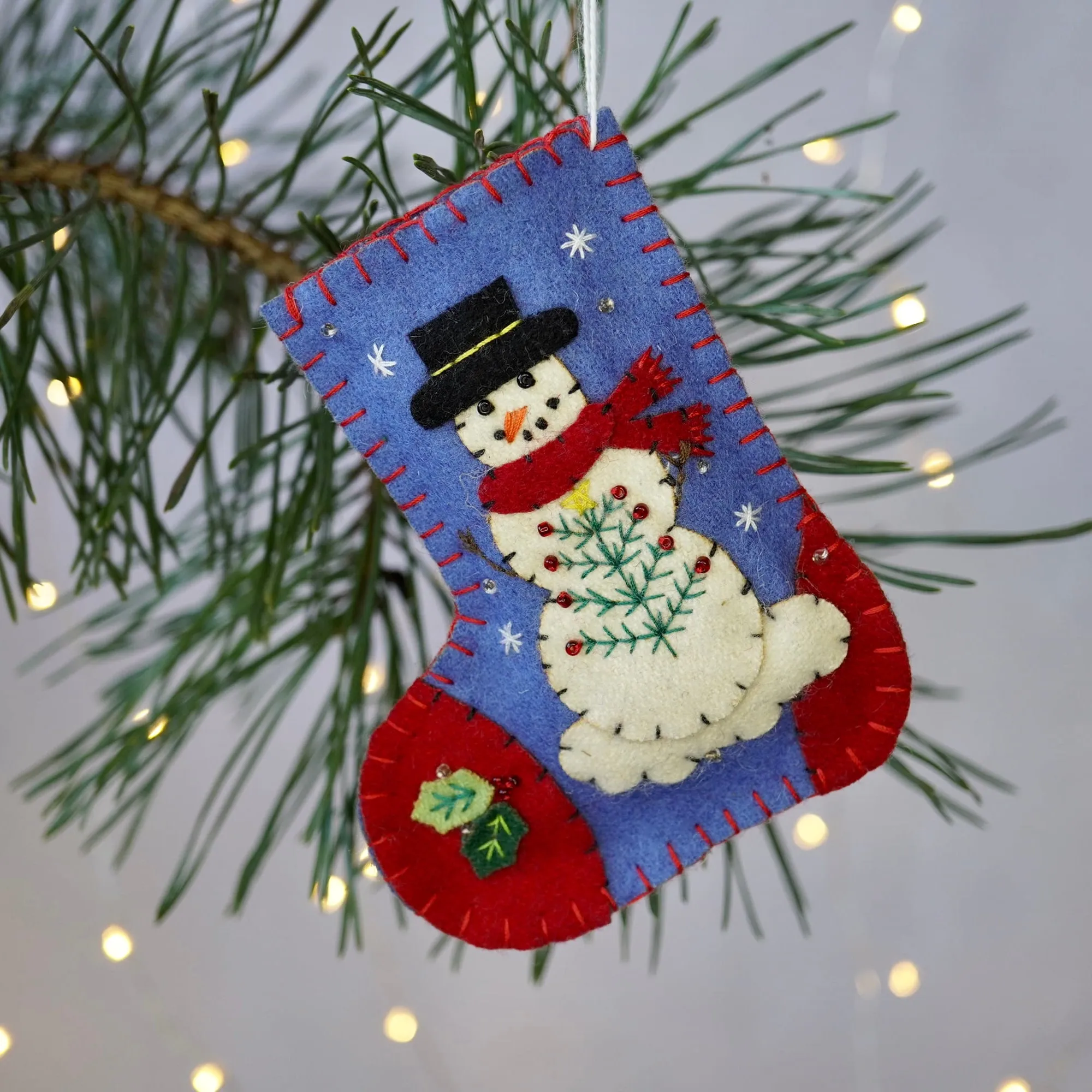 Hand-stitched Felt Snowman Stocking