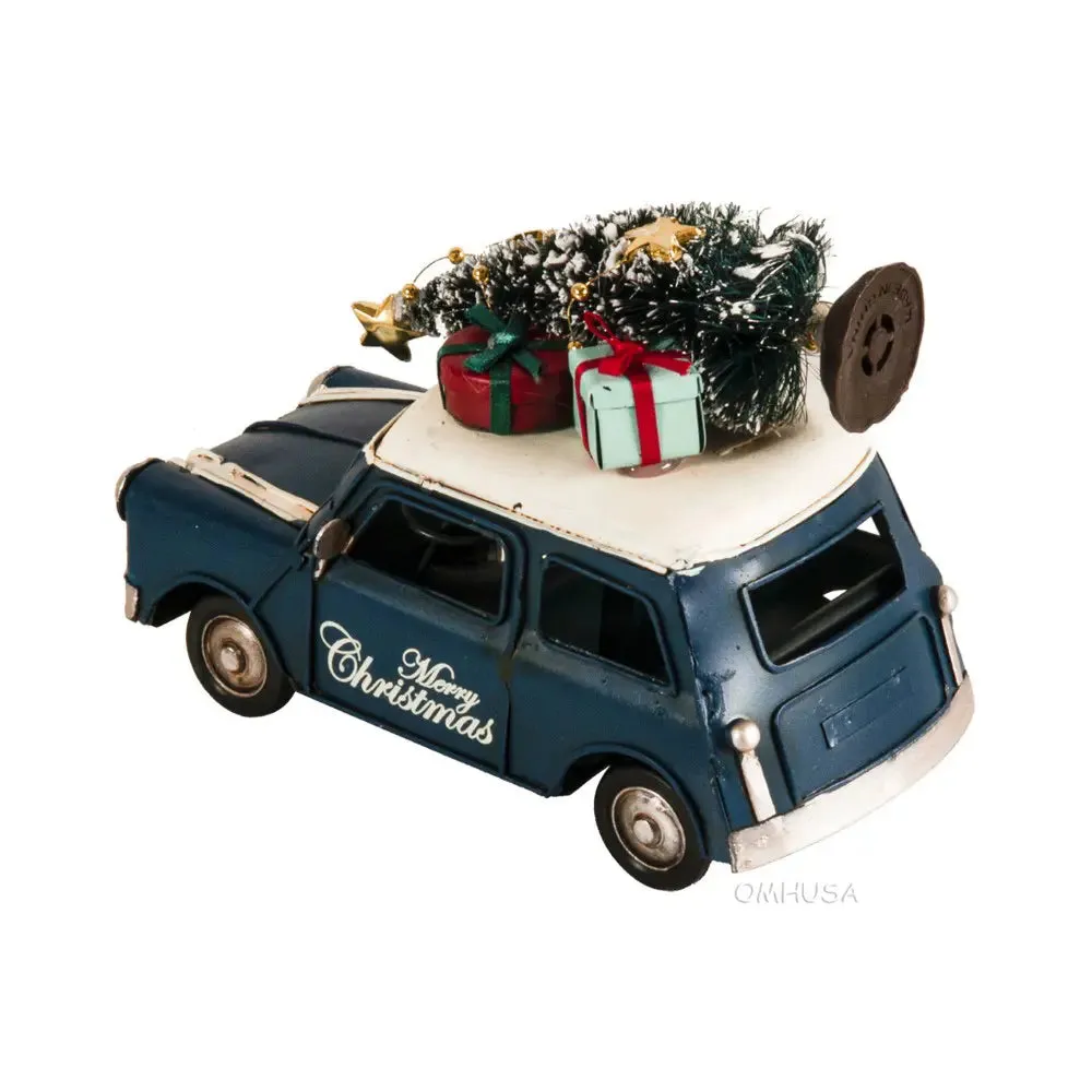 Handmade 1960s Mini Cooper Christmas Car Model Set of 2