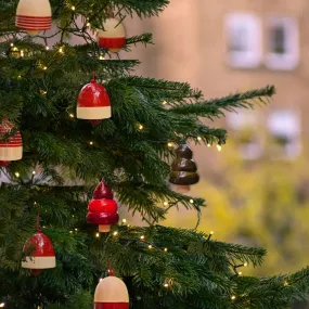 Handmade All Natural Wooden Christmas Bell Ornaments(Set of 8)