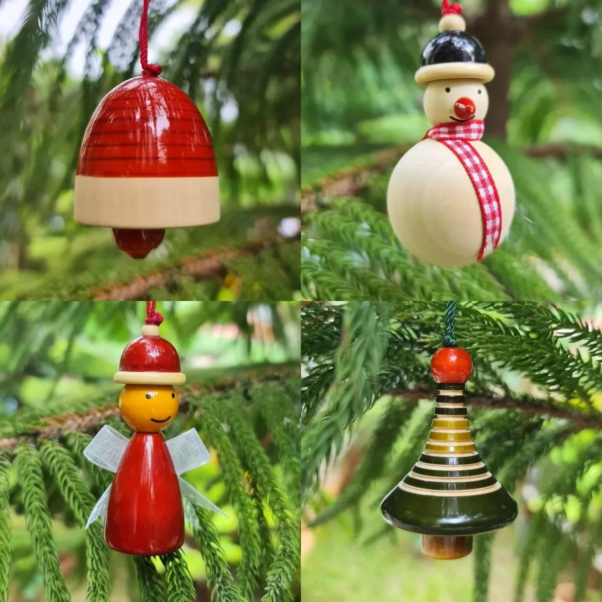 Handmade All Natural Wooden Christmas Ornaments(Set of 4)