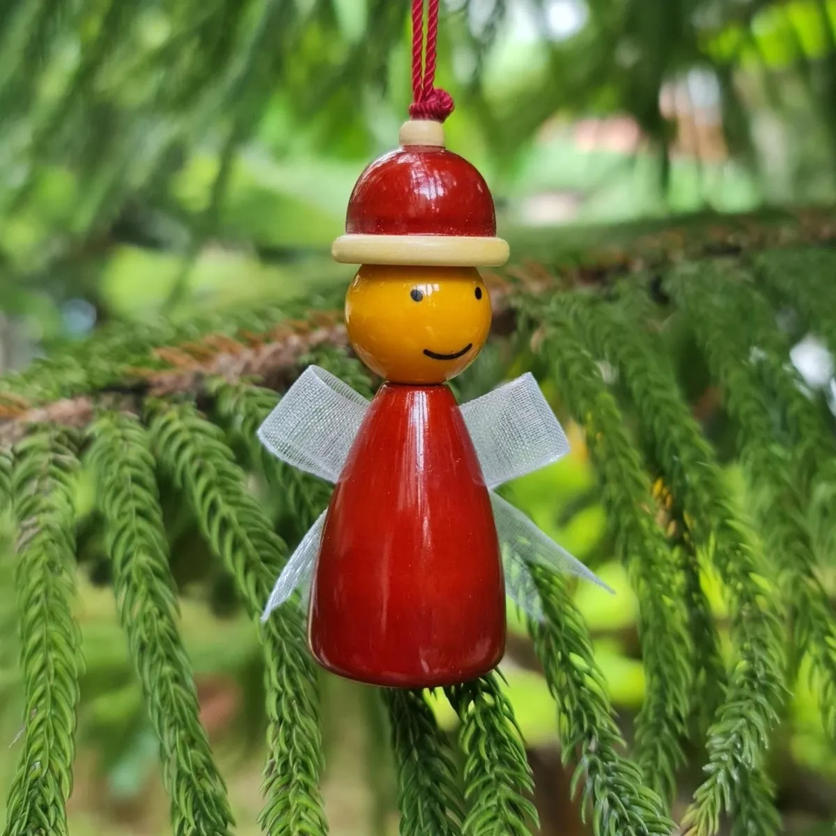 Handmade All Natural Wooden Santa's Elves Christmas Ornaments(Set of 2)