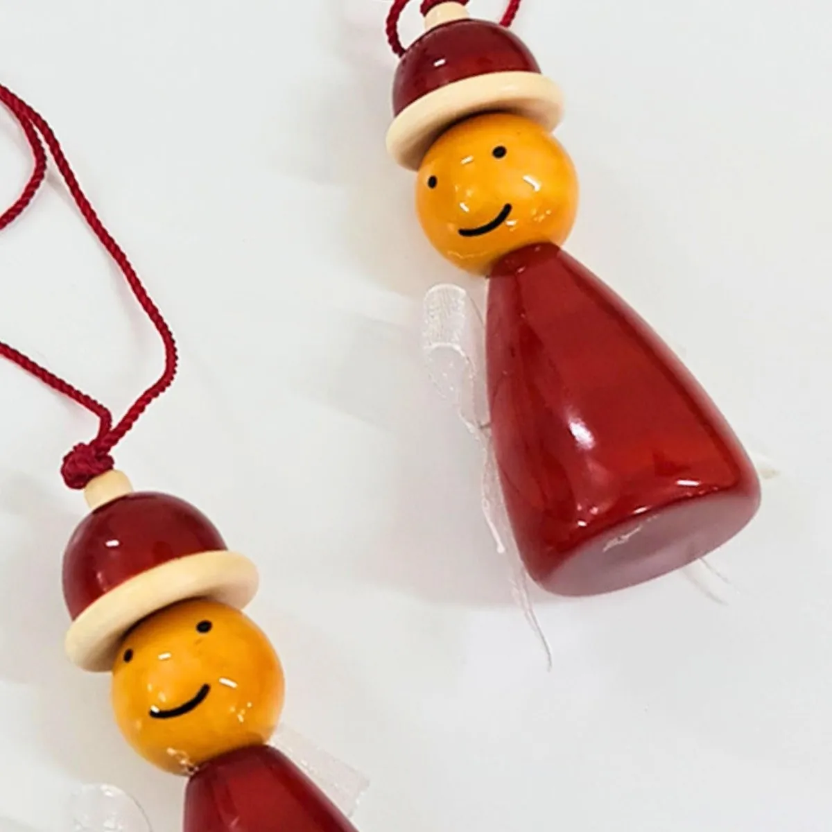 Handmade All Natural Wooden Santa's Elves Christmas Ornaments(Set of 2)