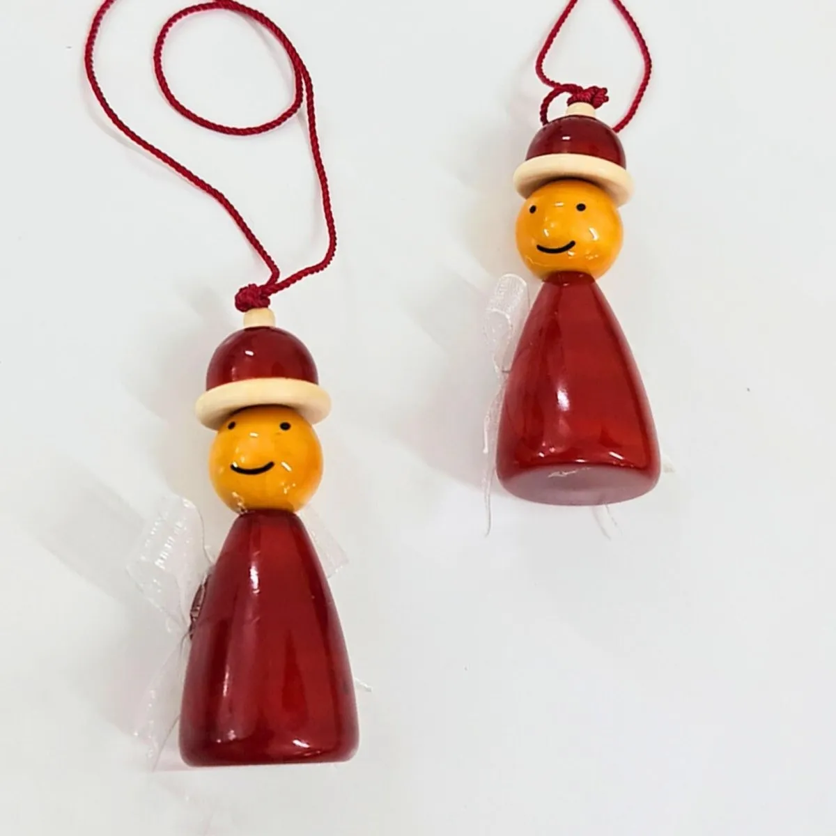 Handmade All Natural Wooden Santa's Elves Christmas Ornaments(Set of 2)