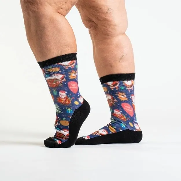 Non-Binding Diabetic Socks Featuring Santa Claus Design