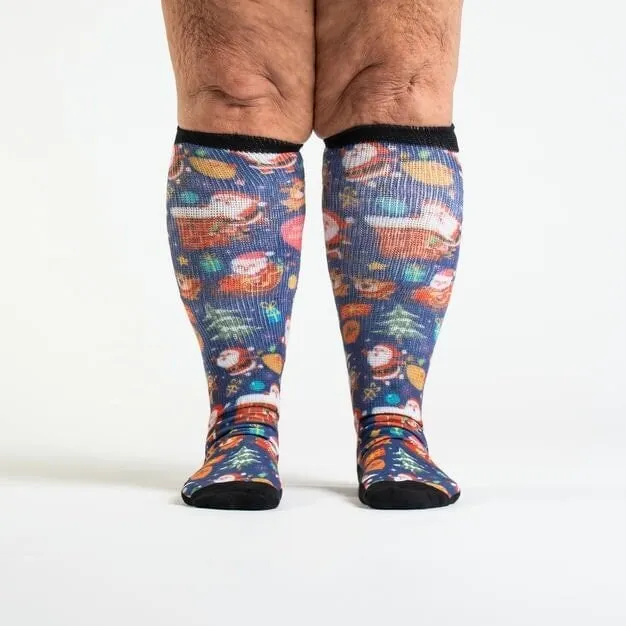 Non-Binding Diabetic Socks Featuring Santa Claus Design