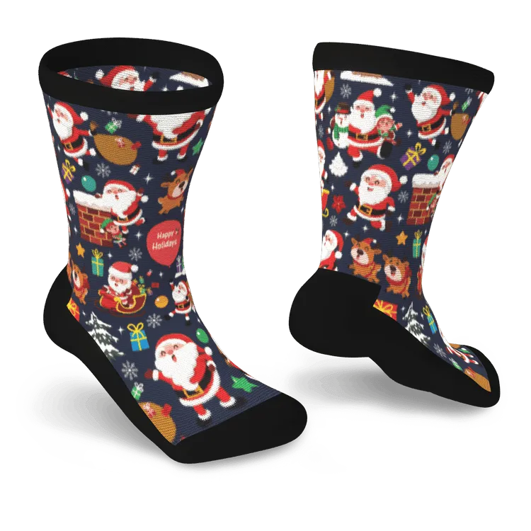 Non-Binding Diabetic Socks Featuring Santa Claus Design